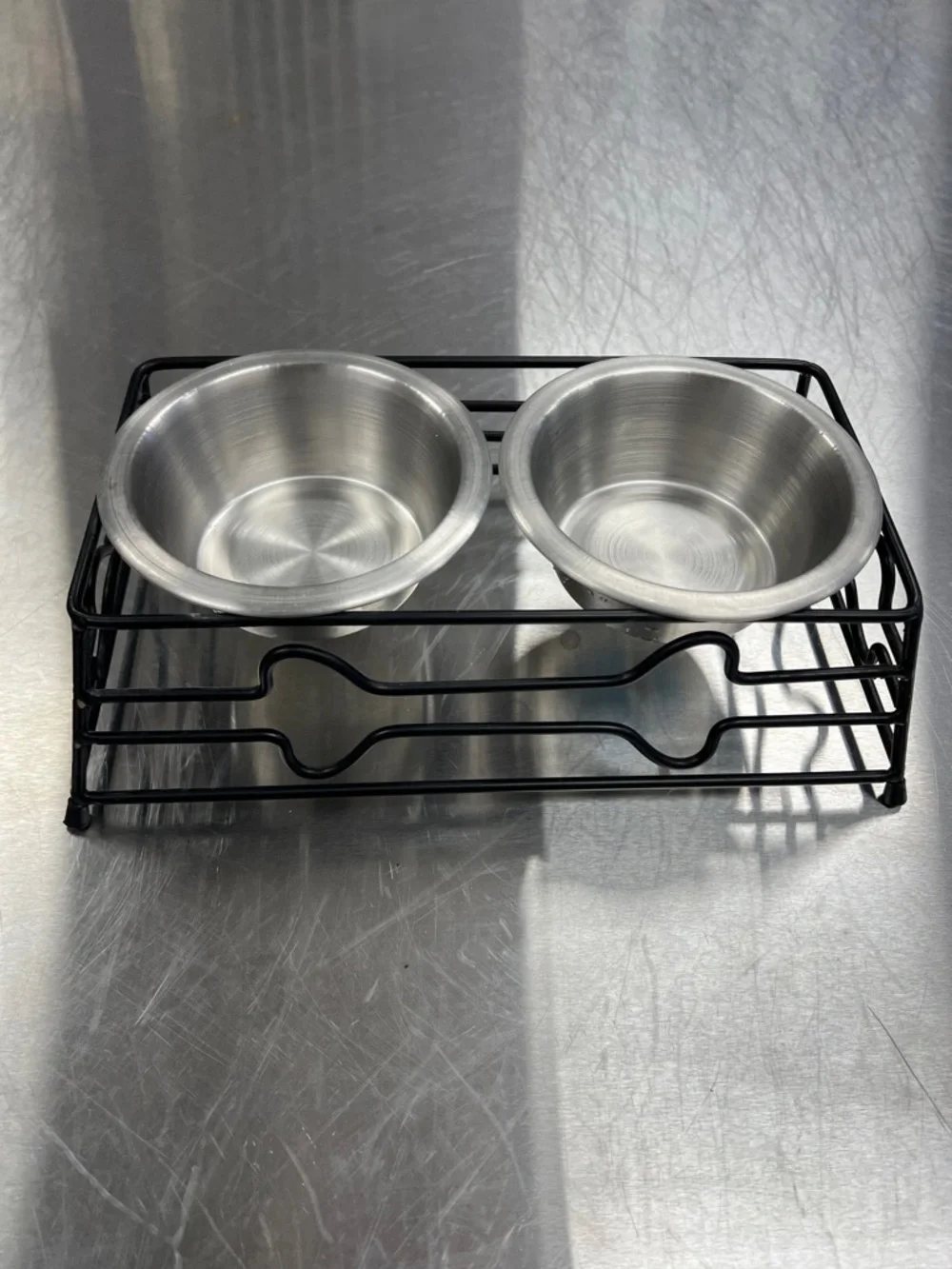 Vibrant Stainless Steel Pet Bowl with Blue Label